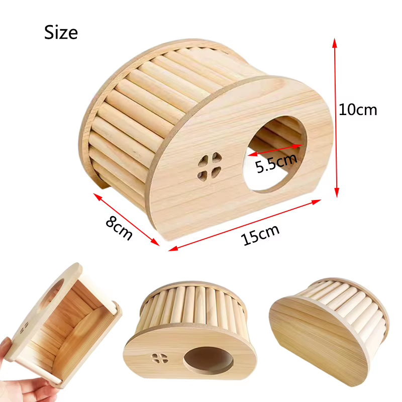 Smooth Hamster Hideaway Wooden Hamster House with Hiding Hole Small Pet Castle Arch Bridge for Dwarf Mice Gerbils Small Pets New