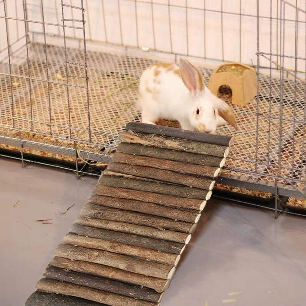 Extra Large Wooden Bunny Ladder Bridge (25 X 15 Inches), Rabbits Hideout, House, Tunnel, Rodents Chew Toys for Guinea Pig, Chinchillas, Hedgehogs, Ferrets, Rat