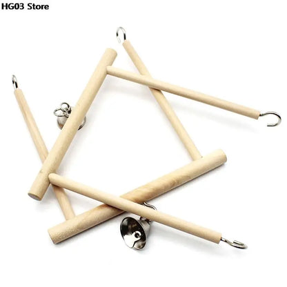 1PC Wooden Birds Cage Perch Cage Hanging Wood Birds Perch Parrot Toys Stand Holder Natural Wood Swing Pet Supplies