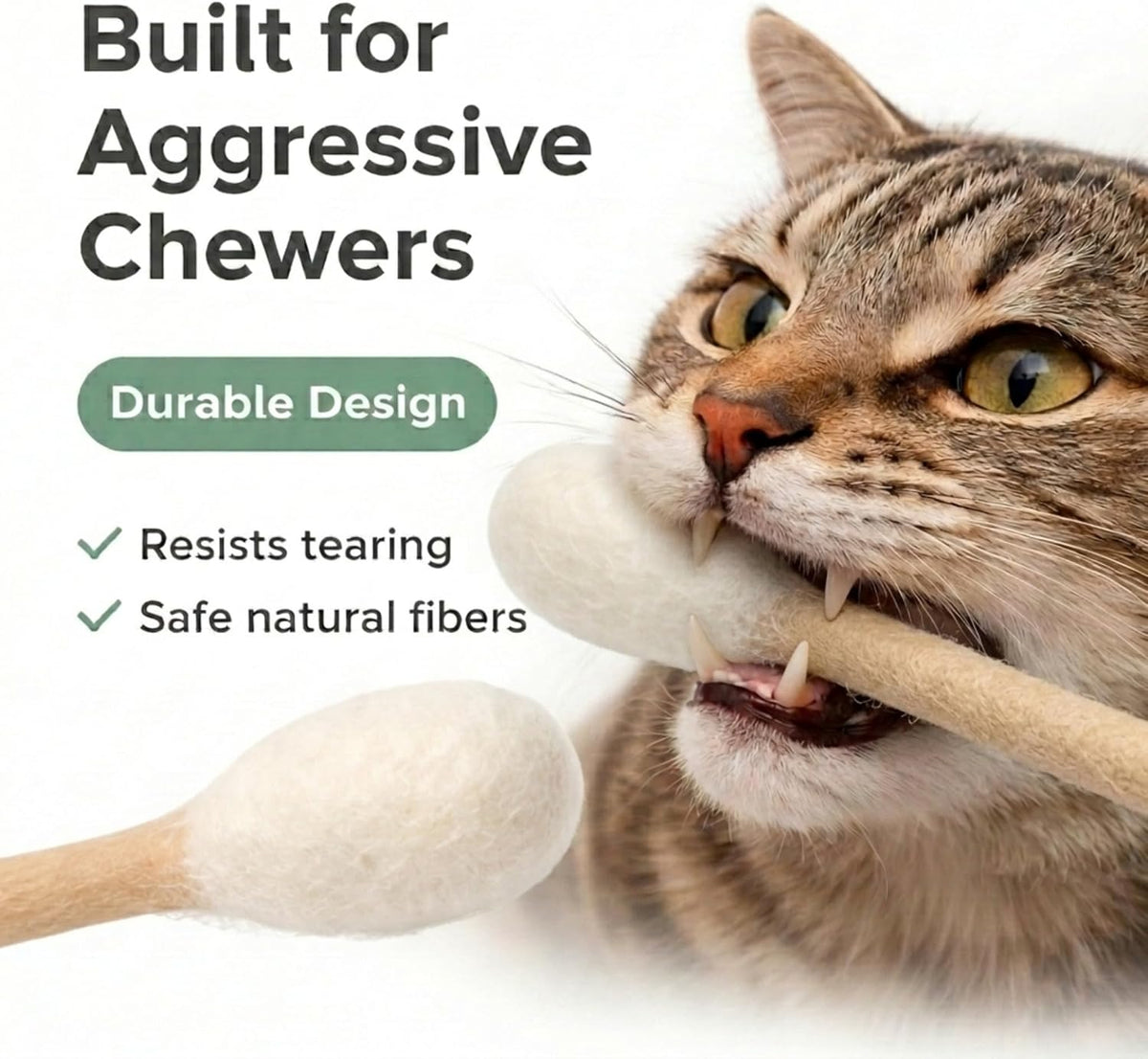 Giant Swab Cat Toy with Catnip 1 Pc (17 in / 42 Cm) | Extra Long Durable Chew Toy for Large Cats, Aggressive Chewers & Small Dogs | Interactive, Catnip Filled for Play & Anxiety Relief