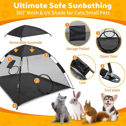 Portable Pet Tent for Cats Outdoor Camping Playpen Sunshade Cat Enclosures for Indoor Kittens Rabbits Guinea Pigs Small Animals Mesh House
