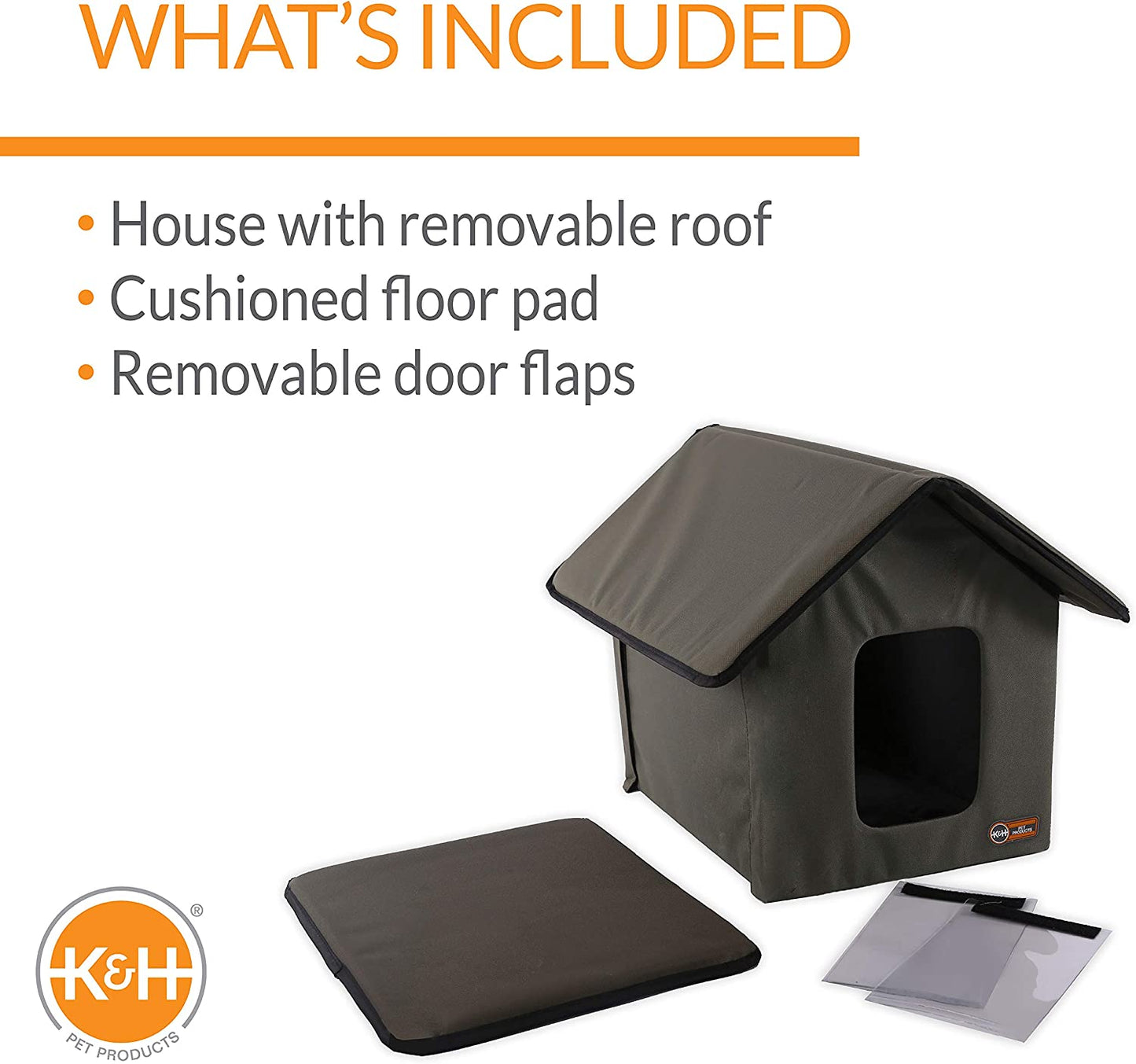 K&H Outdoor Cat House, Weatherproof Shelter for outside Pets, Olive/Olive