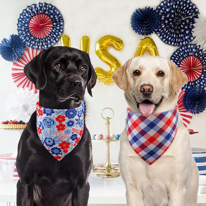 4Th of July Dog Bandanas Summer Xlarge 3PCS, USA Patriotic Scarf