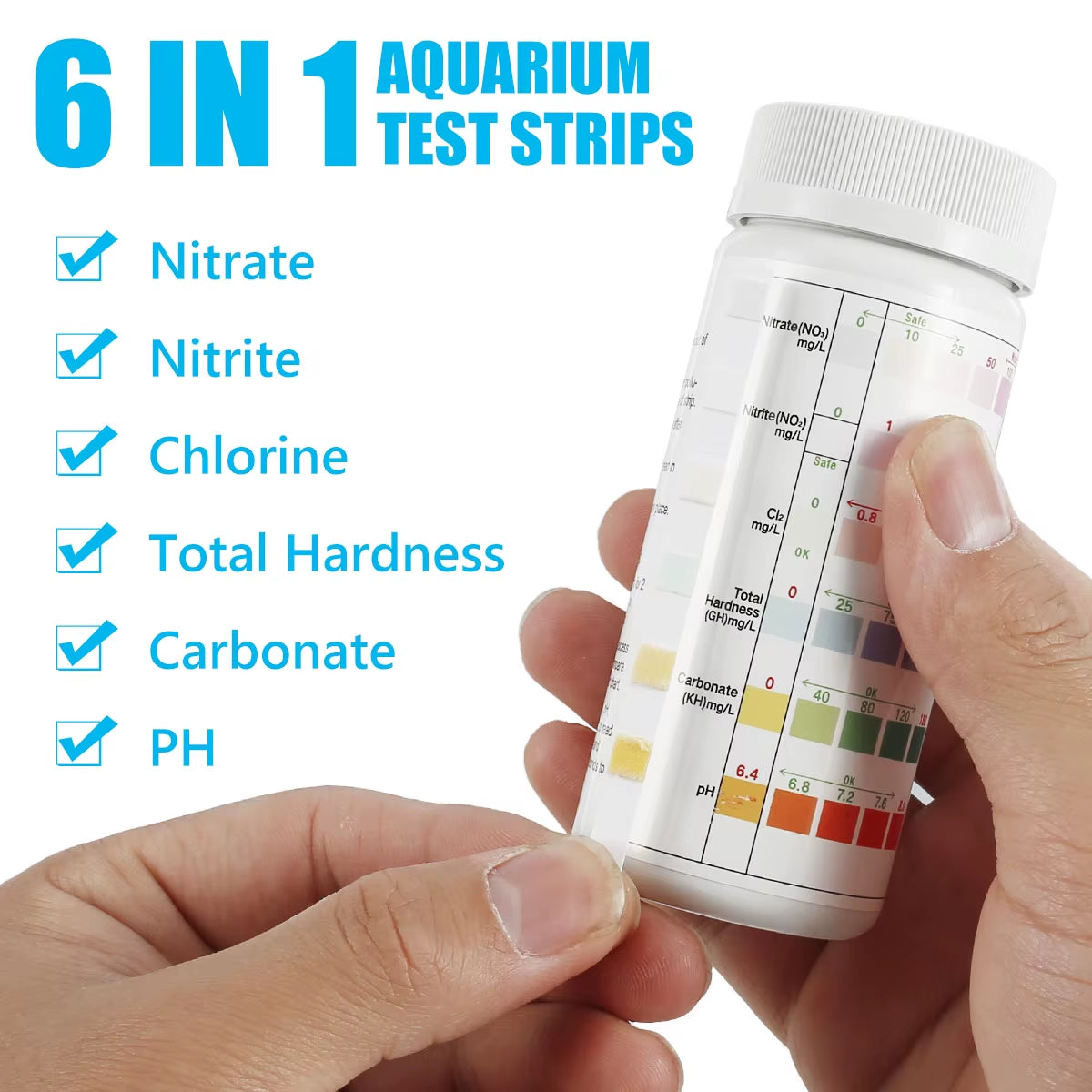 100Pcs Aquarium Test Strips 5-17 in 1 Fish Tank Water Testing Kits with Test Tube Freshwater Saltwater Water Quality Test Kit