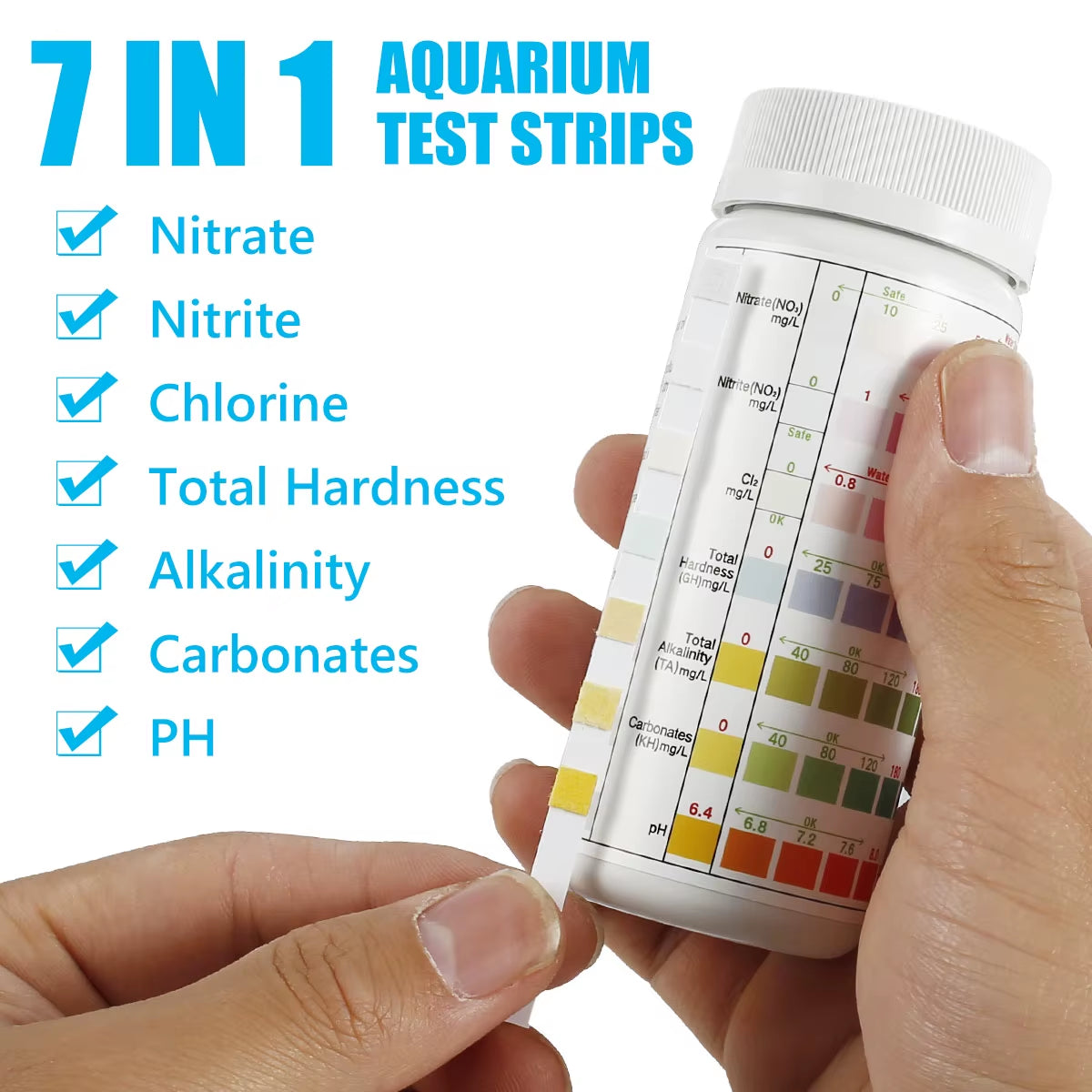 100Pcs Aquarium Test Strips 5-17 in 1 Fish Tank Water Testing Kits with Test Tube Freshwater Saltwater Water Quality Test Kit