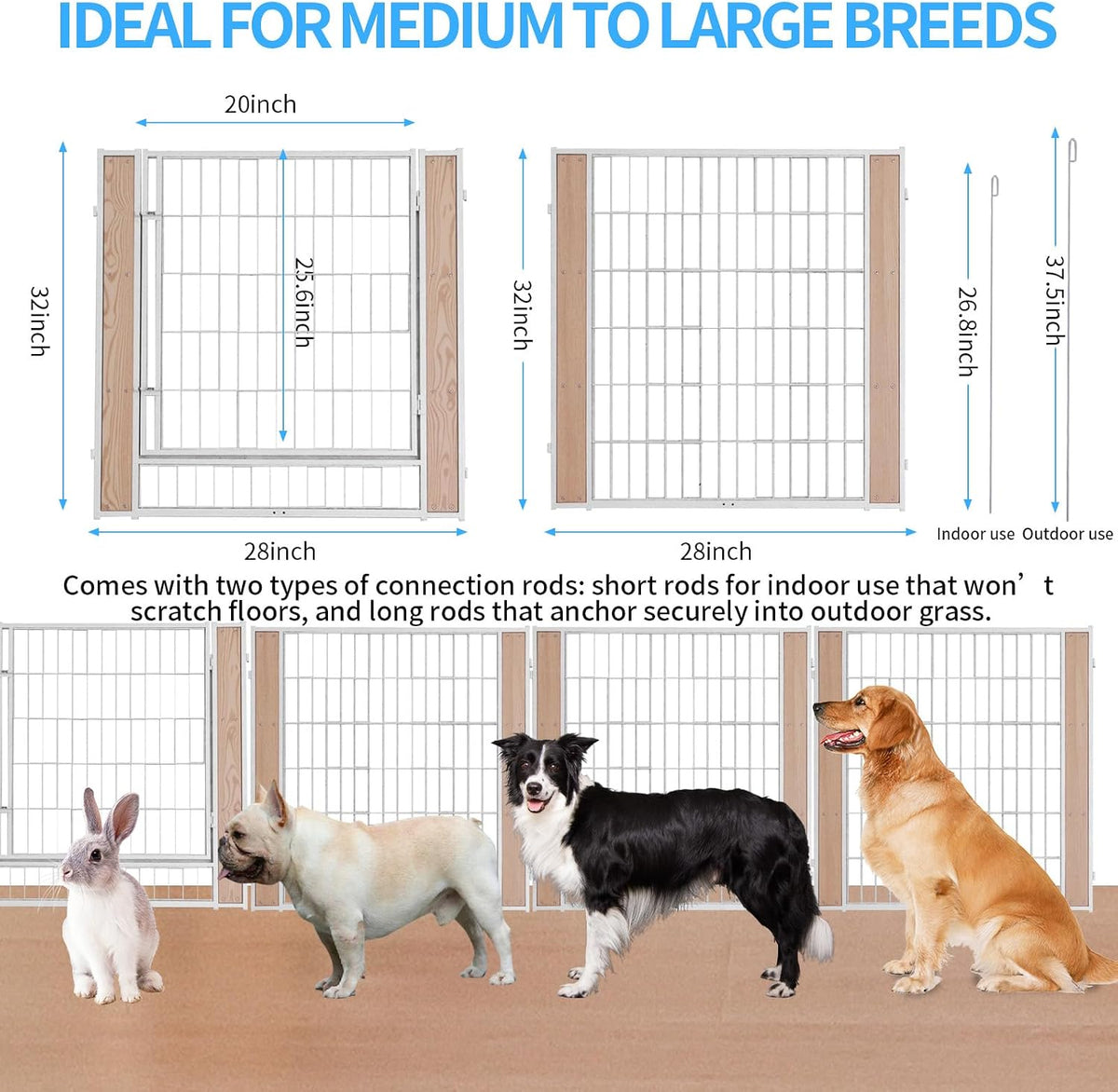 Furniture Style Dog Playpen 32" H, 6 Panels, White