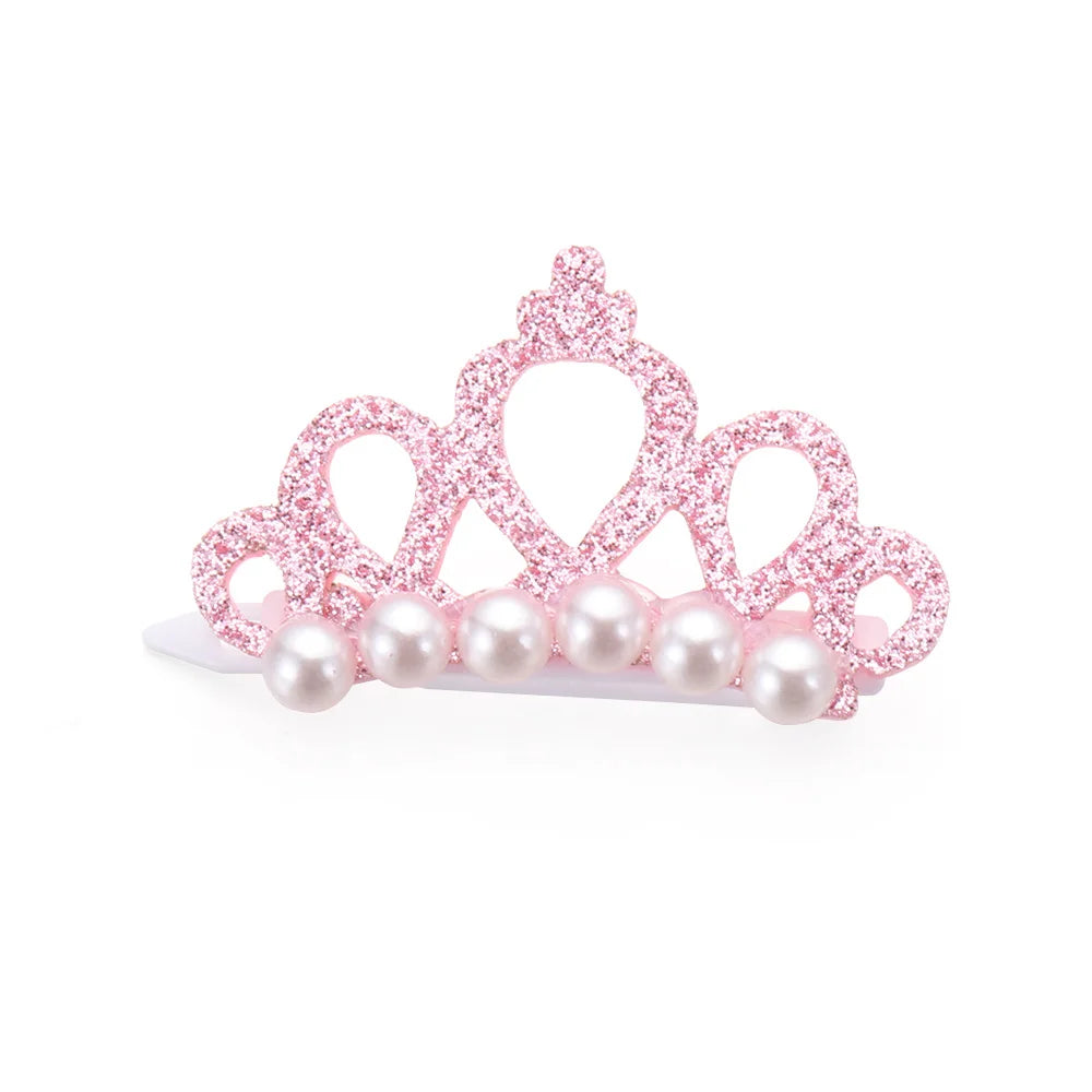 Pet Small Dogs Cat Faux Pearl Crown Shape Bows Hair Clips Head Decoration for Pets Puppy Hairpins Decor Grooming Accessoires