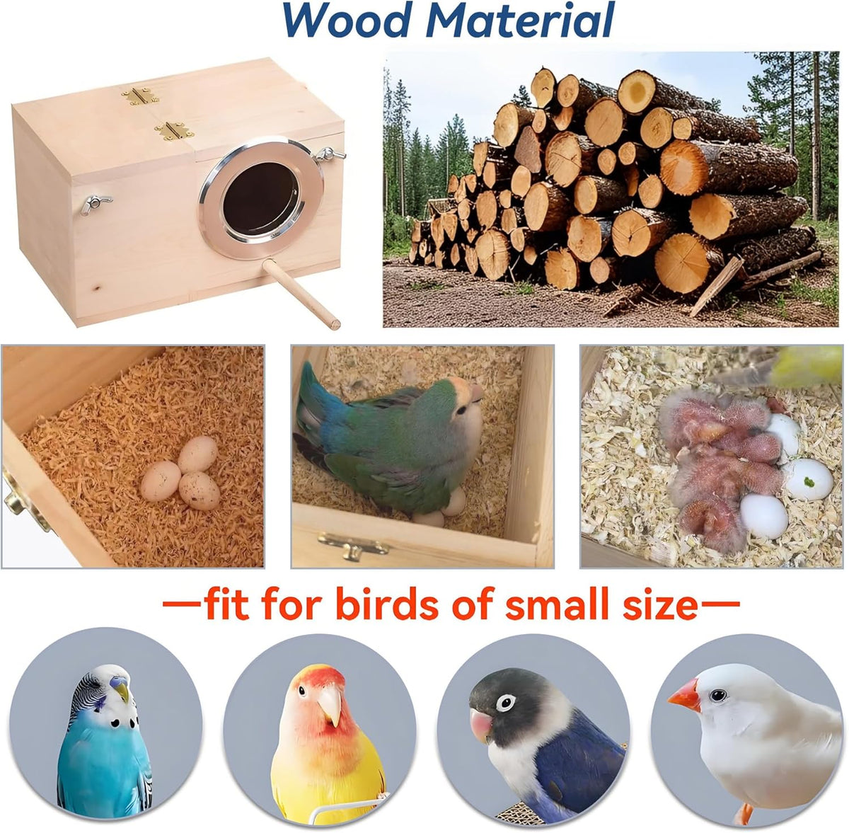 Parakeet Nesting Box, Bird Nest Box with Perch for Parrot
