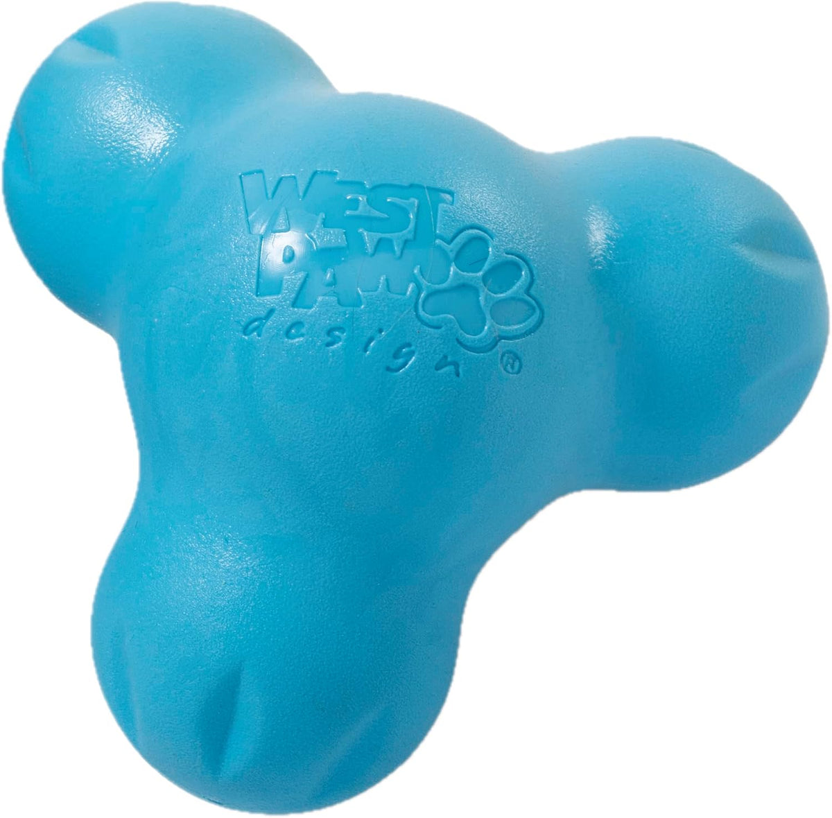 Zogoflex Tux Treat Dispensing Dog Chew Toy – Interactive Chewing Toy for Dogs – Dog Games for Aggressive Chewers, Fetch, Catch – Holds Kibble, Treats, Small 4", Aqua Blue
