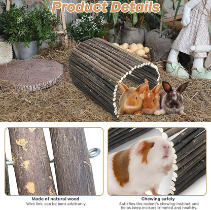 Extra Large Wooden Bunny Ladder Bridge (25 X 15 Inches), Rabbits Hideout, House, Tunnel, Rodents Chew Toys for Guinea Pig, Chinchillas, Hedgehogs, Ferrets, Rat