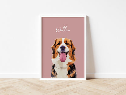 Custom Pet Portrait - Pet Photo + Name