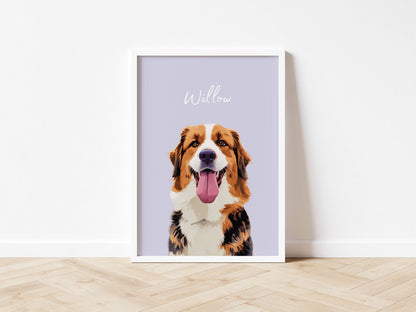Custom Pet Portrait - Pet Photo + Name