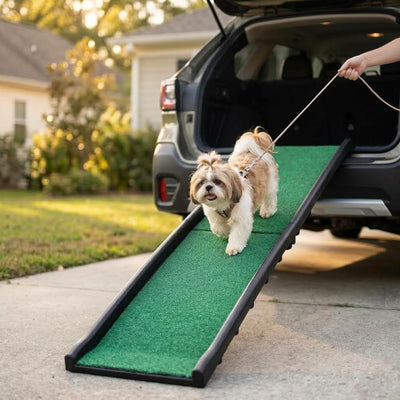 Foldable Dog Ramp for Cars Suvs Beds Non-Slip Grass - (50894)