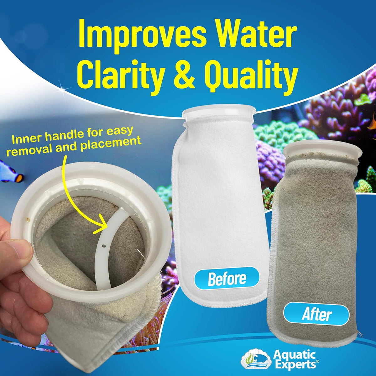 Felt Filter Socks – 4 Inch Ring Style, 200 Micron Aquarium Filter Sock for Sumps & Aquariums (4" X 14", 2 Pack)