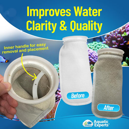 Felt Filter Socks – 4 Inch Ring Style, 200 Micron Aquarium Filter Sock for Sumps & Aquariums (4" X 14", 2 Pack)