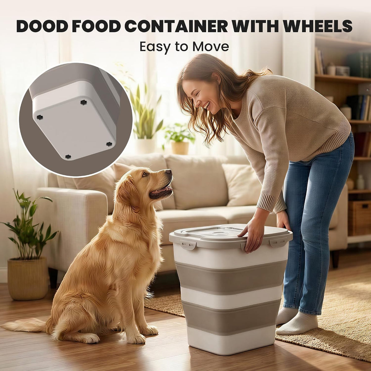 35-40Lbs Airtight Dog Food Storage Container,Collapsible Dog Food Container