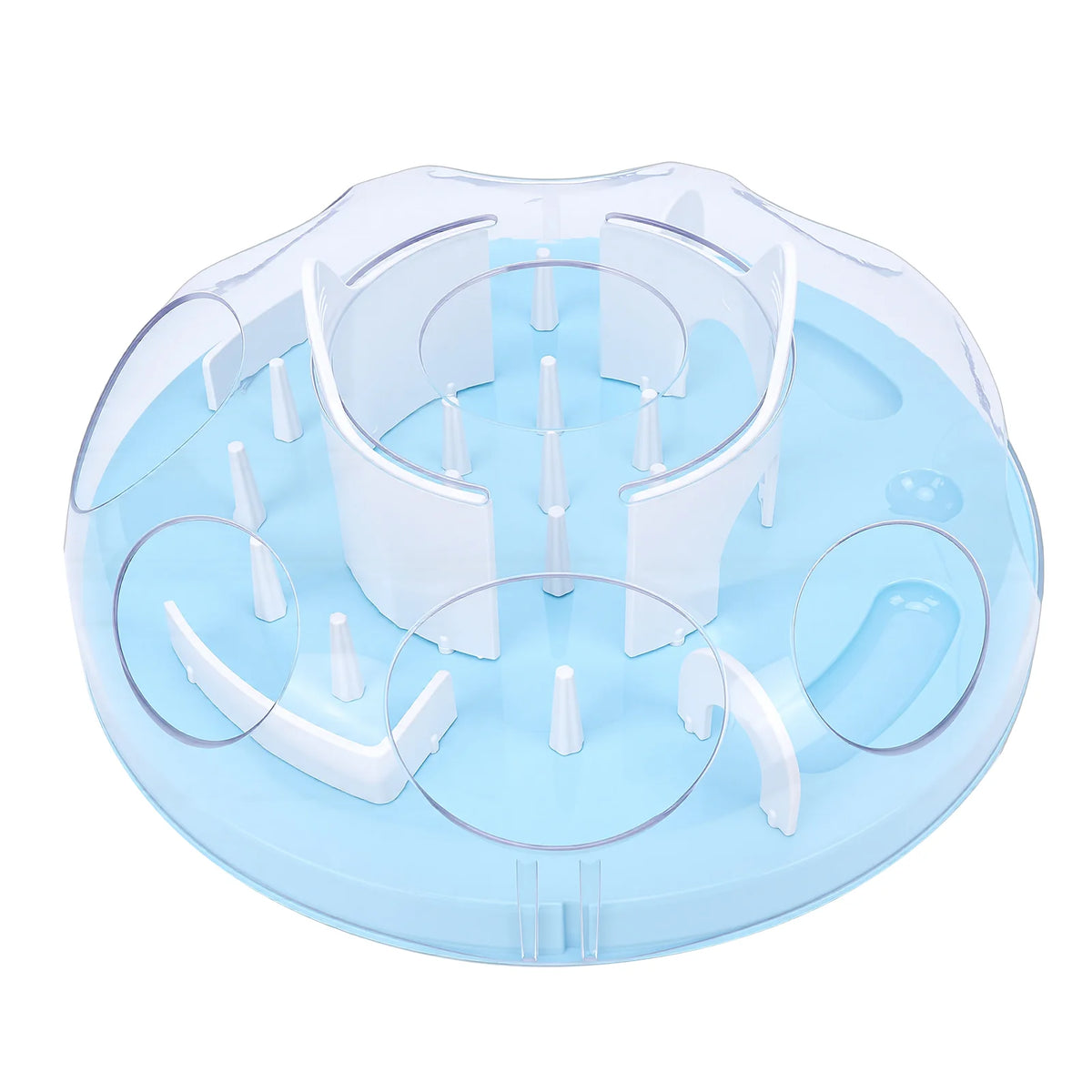 Interactive Cat Puzzle Feeder Funny Cat Puzzle Food Dispenser Enrichment Toy for Pets Play and Exercise Blue