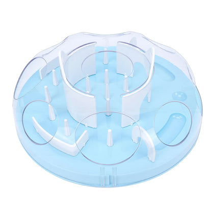 Interactive Cat Puzzle Feeder Funny Cat Puzzle Food Dispenser Enrichment Toy for Pets Play and Exercise Blue