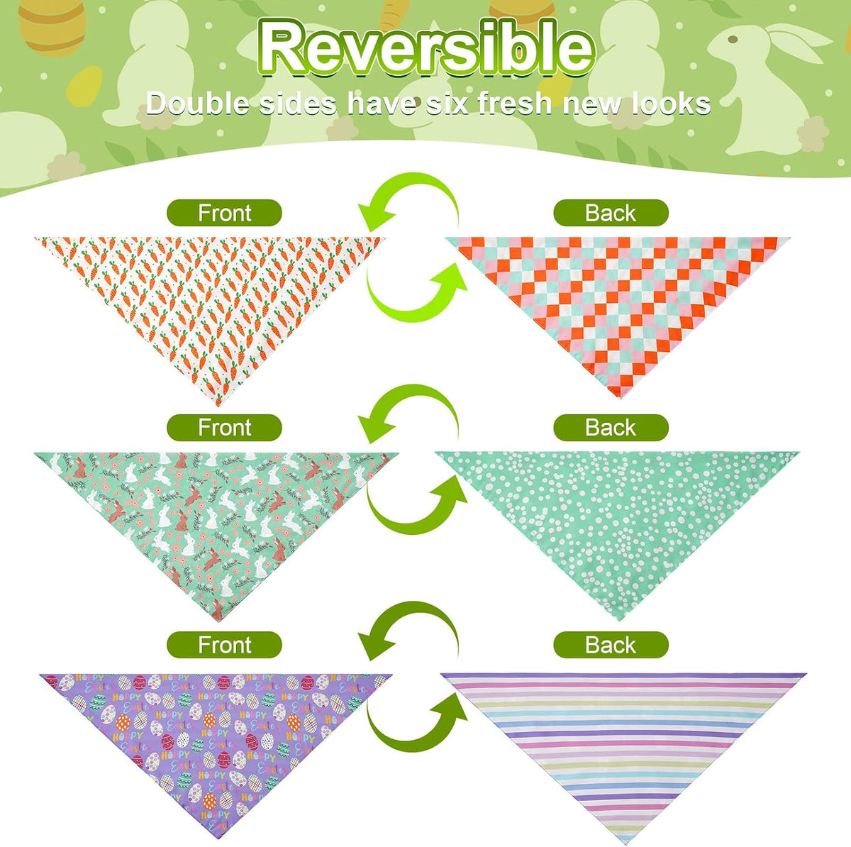 Easter Dog Bandanas Large 3PCS, 6 Pattern Scarf for Boy and Girl
