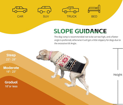 Foldable Dog Ramp for Cars Suvs Beds Non-Slip Grass - (50894)