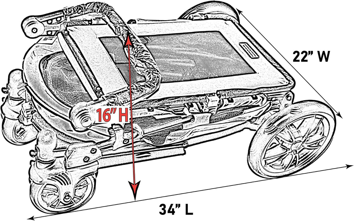 No-Zip Pet Stroller with Dual Entry, Push Button Zipperless Entry for Single or Multiple Dogs/Cats, Pet Can Easily Walk In/Out, No Need to Lift Pet, Gel-Filled Tires