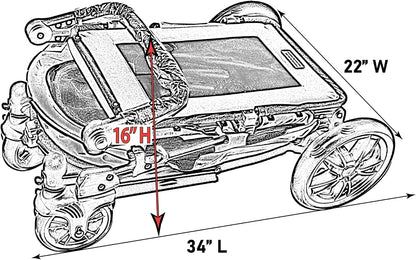 No-Zip Pet Stroller with Dual Entry, Push Button Zipperless Entry for Single or Multiple Dogs/Cats, Pet Can Easily Walk In/Out, No Need to Lift Pet, Gel-Filled Tires