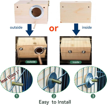 Parakeet Nesting Box, Bird Nest Box with Perch for Parrot