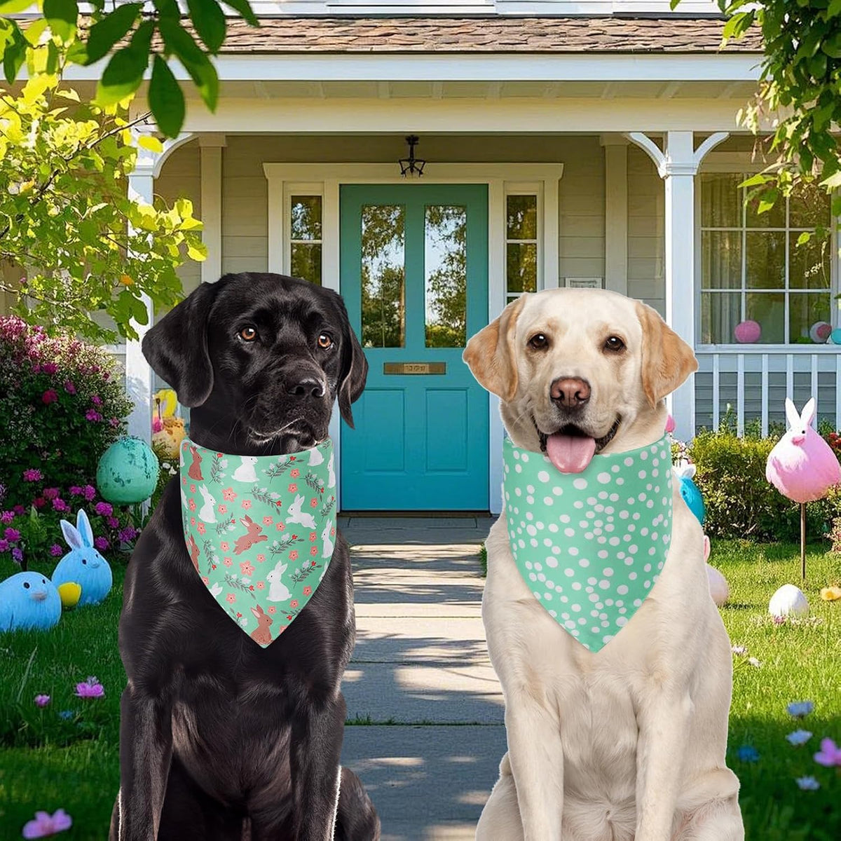 Easter Dog Bandanas Large 3PCS, 6 Pattern Scarf for Boy and Girl