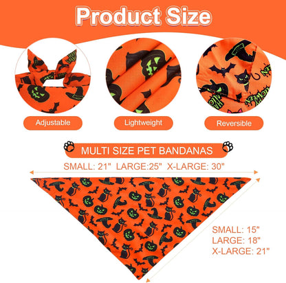 Halloween Dog Bandanas Large 3PCS, 6 Pattern Fall Scarf for Boy Girl