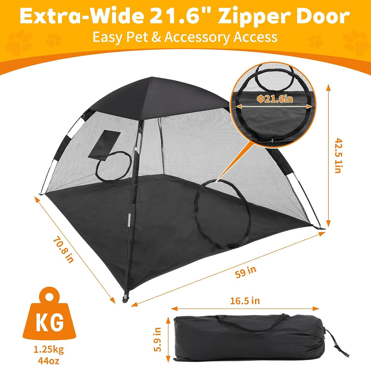 Portable Pet Tent for Cats Outdoor Camping Playpen Sunshade Cat Enclosures for Indoor Kittens Rabbits Guinea Pigs Small Animals Mesh House