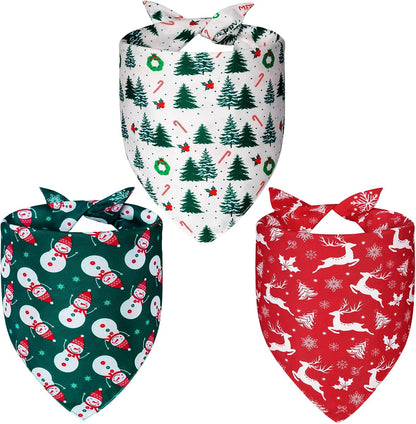 Christmas Dog Bandanas Small 3PCS, 6 Pattern Scarf for Boy and Girl