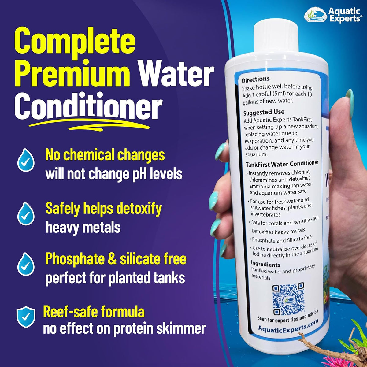 Tankfirst Complete Aquarium Water Conditioner - Fish Water Conditioner, Instantly Removes Chlorine, Chloramines, and Detoxifies Ammonia from Fish Tank (Tankfirst Regular, 500 Ml)