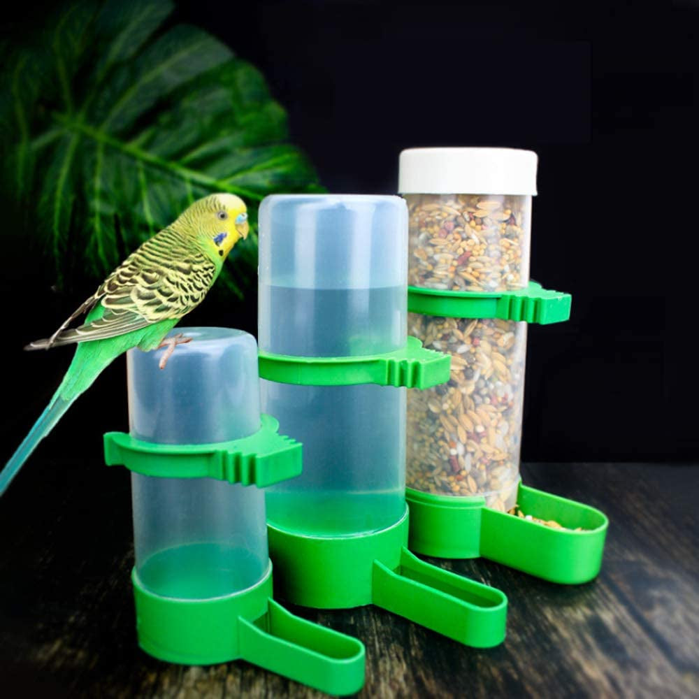 Bird Feeder, Bird Water Dispenser for Cage, 2PCS Automatic Bird Water Feeder with 1PCS Food Feeder for Cage Pet Parrot Budgie Lovebirds Cockatiel (2Pcs 90Ml + 1Pcs 150Ml)