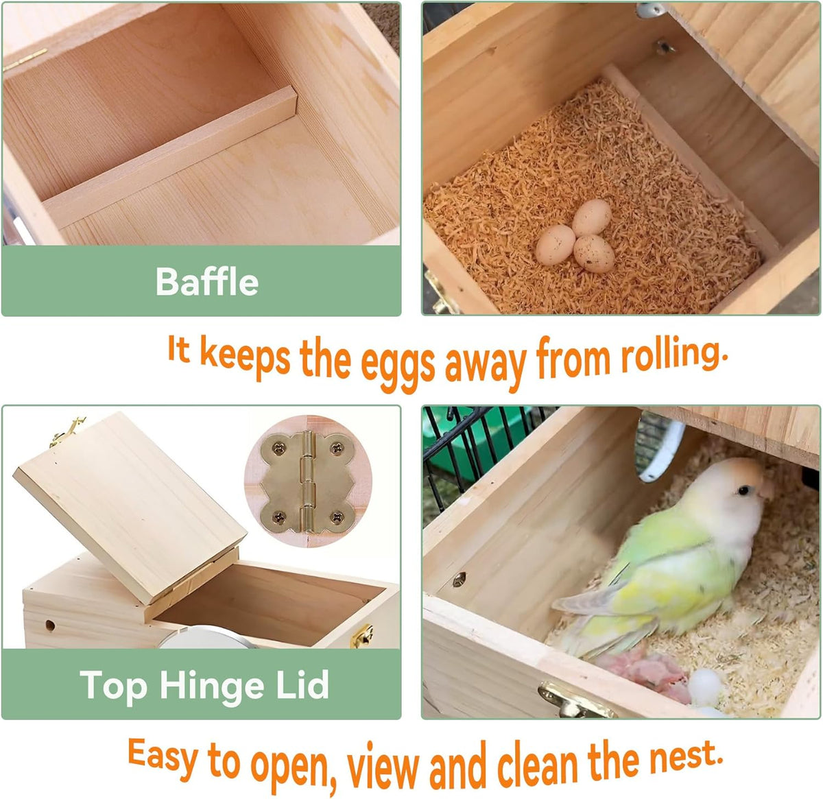 Parakeet Nesting Box, Bird Nest Box with Perch for Parrot