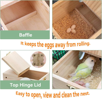 Parakeet Nesting Box, Bird Nest Box with Perch for Parrot
