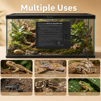 Reptile Heating Pad - Hermit Crab Heater Heat Mat for Reptiles Snake Lizard Terrarium 8 Watt