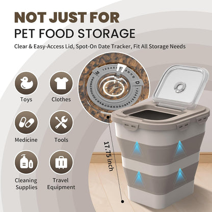 35-40Lbs Airtight Dog Food Storage Container,Collapsible Dog Food Container