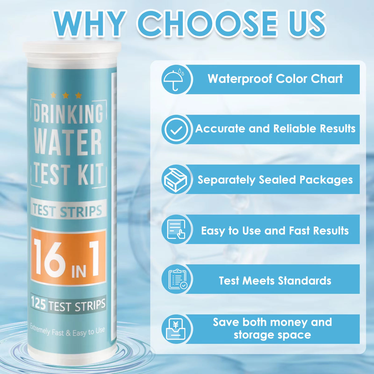 100Pcs Aquarium Test Strips 5-17 in 1 Fish Tank Water Testing Kits with Test Tube Freshwater Saltwater Water Quality Test Kit