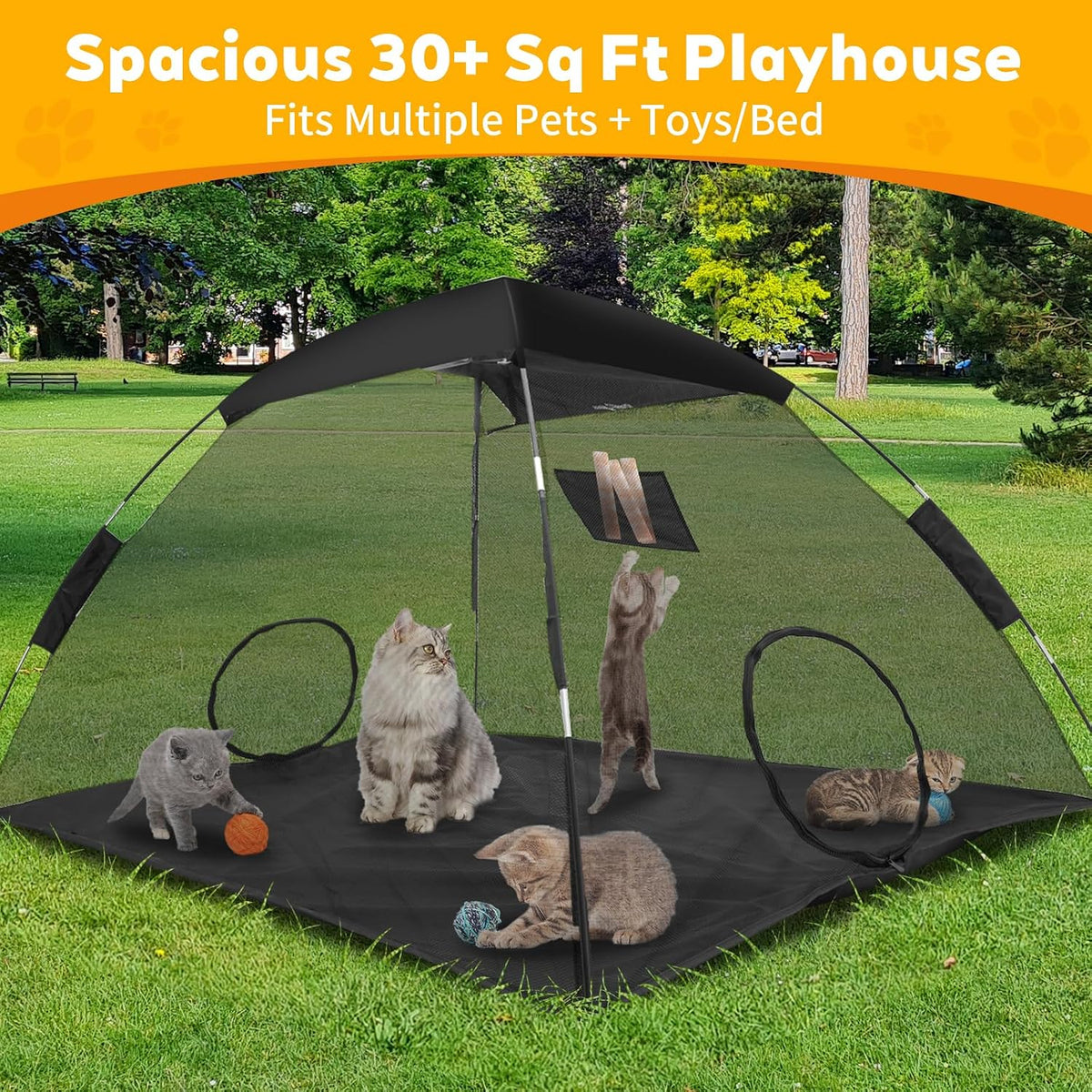 Portable Pet Tent for Cats Outdoor Camping Playpen Sunshade Cat Enclosures for Indoor Kittens Rabbits Guinea Pigs Small Animals Mesh House
