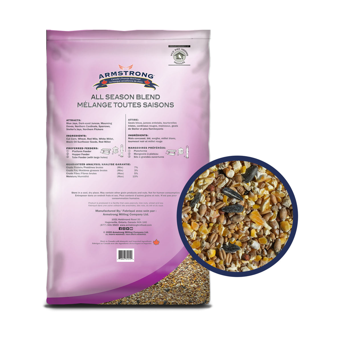 Armstrong Wild Bird Food High Energy Diet All Season Bird Seed Blend, 33Lb