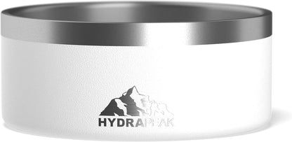 Dog Bowl, Non-Slip Stainless Steel Water and Food Dish, 4 Cup (White)