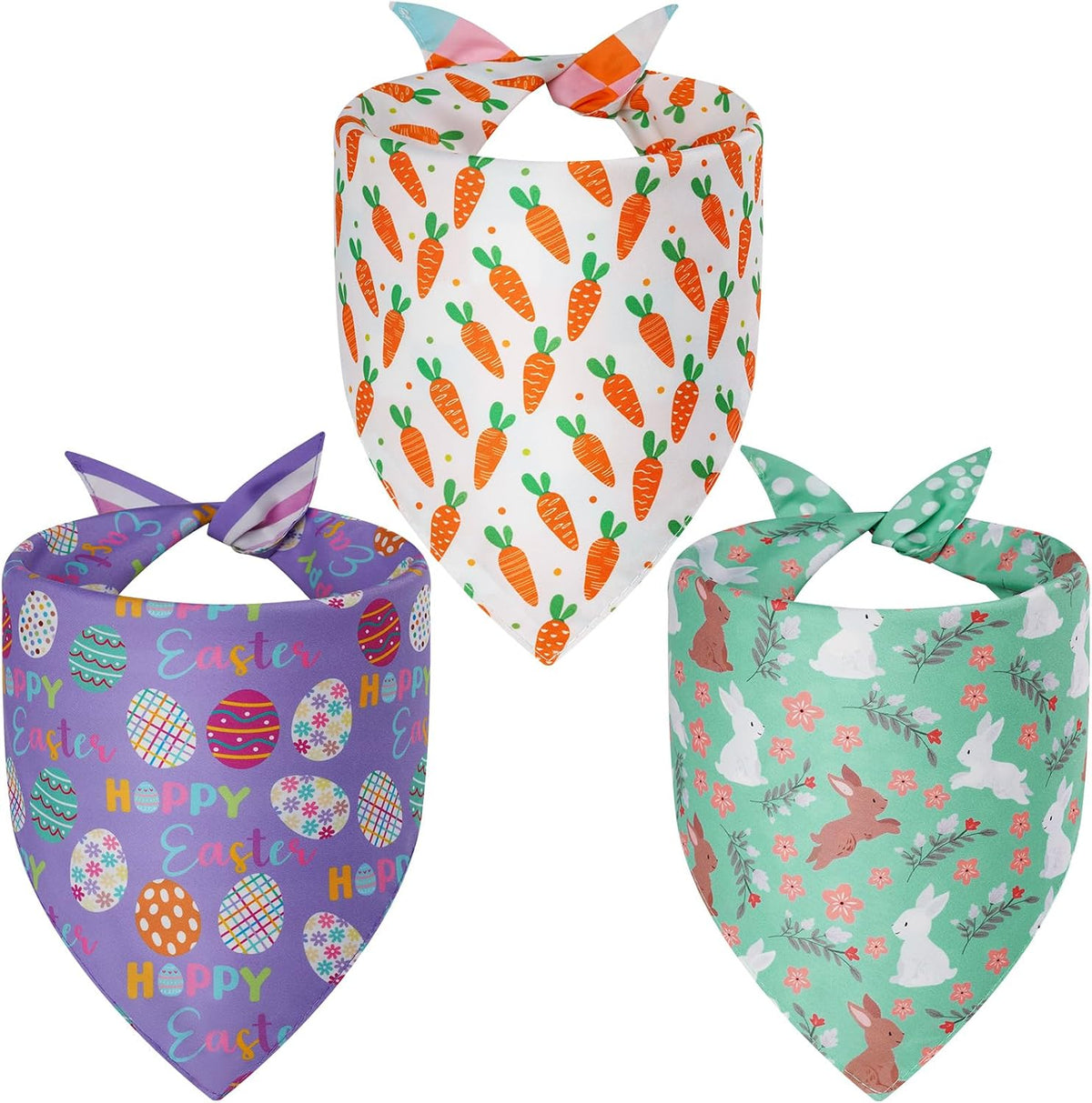Easter Dog Bandanas Large 3PCS, 6 Pattern Scarf for Boy and Girl