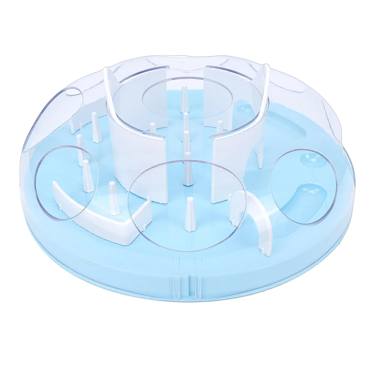 Interactive Cat Puzzle Feeder Funny Cat Puzzle Food Dispenser Enrichment Toy for Pets Play and Exercise Blue