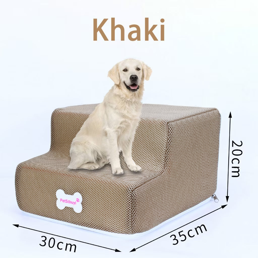 New Breathable Mesh Foldable Pet Stairs Detachable Pet Bed Cat Dog Ramp 2 Steps One Size Utility