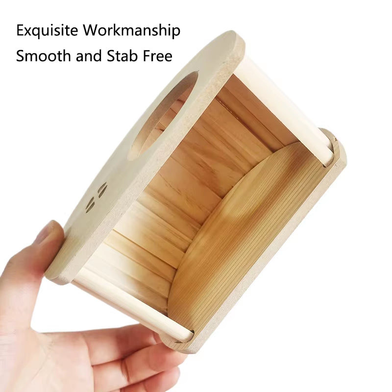 Smooth Hamster Hideaway Wooden Hamster House with Hiding Hole Small Pet Castle Arch Bridge for Dwarf Mice Gerbils Small Pets New