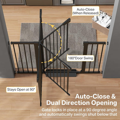 29.7-51.5 in Extra Wide Baby Gate for Stairs, Dog Gate Indoor Black