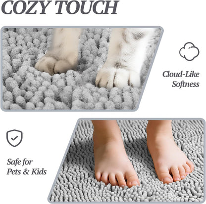 Dog Door Mat Absorpmax Dog Mat for Muddy Paw, 35 × 25", Grey