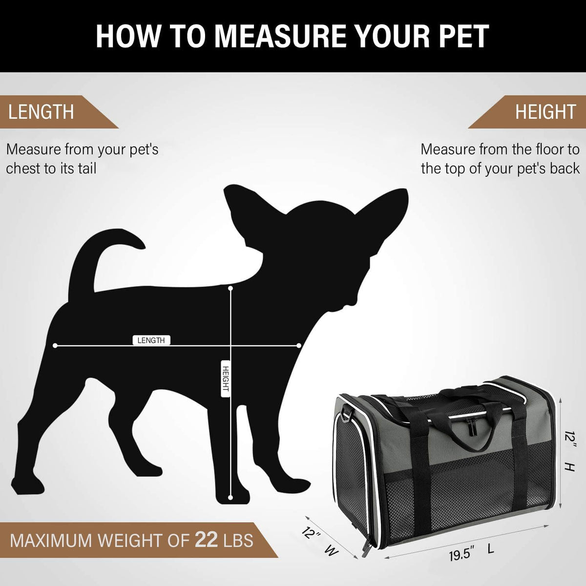Cat Carrier - Portable Foldable Dog Pet Carrier, Soft-Sided Pet Bag up to 22 Lbs, Airline Approved Travel Puppy Carrier