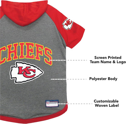 NFL Kansas City Chiefs Hoodie for Dogs & Cats. | NFL Football Licensed Dog Hoody Tee Shirt, Medium| Sports Hoody T-Shirt for Pets | Licensed Sporty Dog Shirt