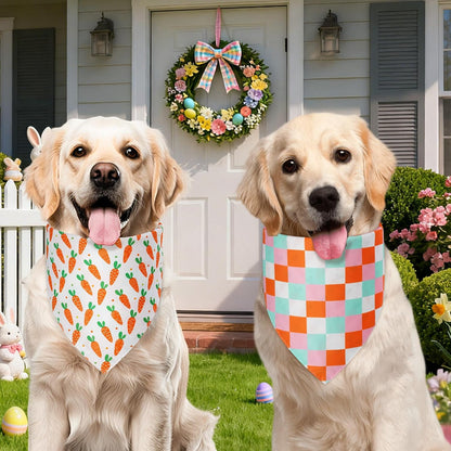 Easter Dog Bandanas Large 3PCS, 6 Pattern Scarf for Boy and Girl